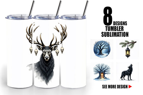 Tumbler Haunted Forest Gothic Christmas Sublimation artnoy 