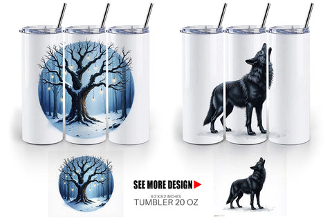 Tumbler Haunted Forest Gothic Christmas Sublimation artnoy 