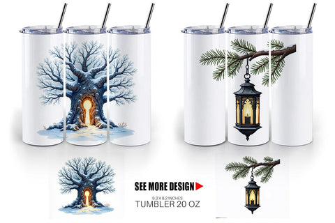 Tumbler Haunted Forest Gothic Christmas Sublimation artnoy 