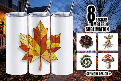 Tumbler Haunted Harvest Botanical Patchwork Sublimation artnoy 
