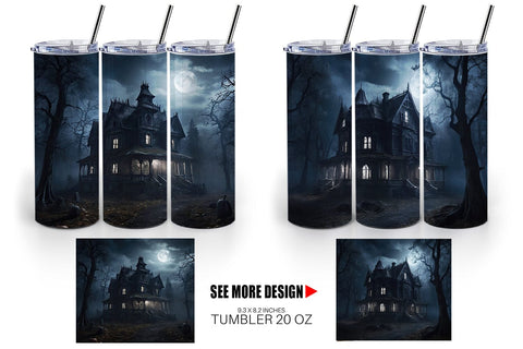 Tumbler Haunted House Sublimation artnoy 