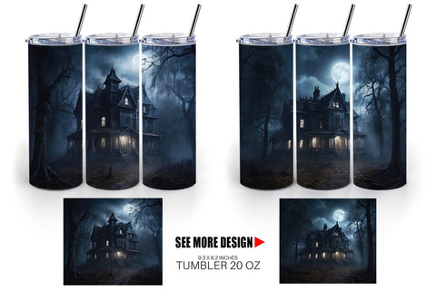 Tumbler Haunted House Sublimation artnoy 