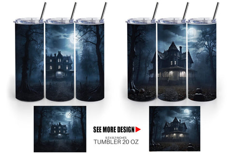 Tumbler Haunted House Sublimation artnoy 