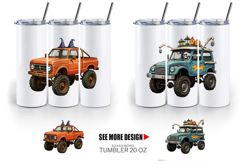 Tumbler Haunted Monster Truck Sublimation artnoy 