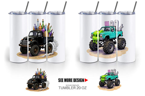 Tumbler Haunted Monster Truck Sublimation artnoy 