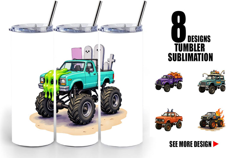 Tumbler Haunted Monster Truck Sublimation artnoy 
