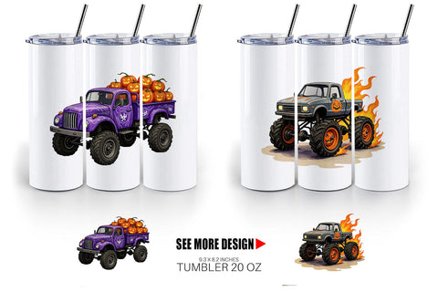 Tumbler Haunted Monster Truck Sublimation artnoy 
