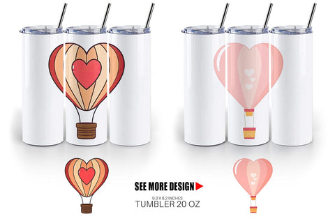 Tumbler Heart Hot Air Balloon Sublimation artnoy 