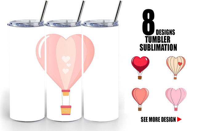 Tumbler Heart Hot Air Balloon Sublimation artnoy 