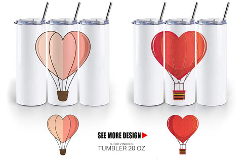 Tumbler Heart Hot Air Balloon Sublimation artnoy 