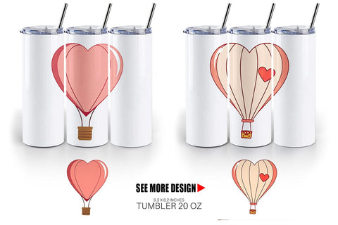 Tumbler Heart Hot Air Balloon Sublimation artnoy 