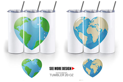 Tumbler Heart-Shaped Earth Sublimation artnoy 