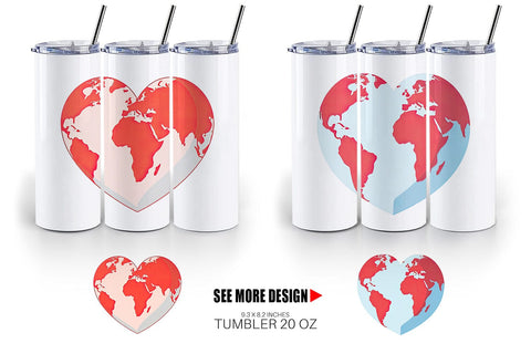 Tumbler Heart-Shaped Earth Sublimation artnoy 