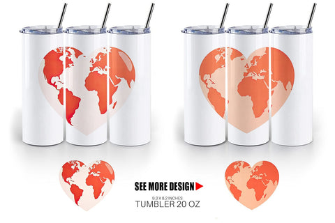 Tumbler Heart-Shaped Earth Sublimation artnoy 
