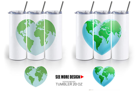 Tumbler Heart-Shaped Earth Sublimation artnoy 