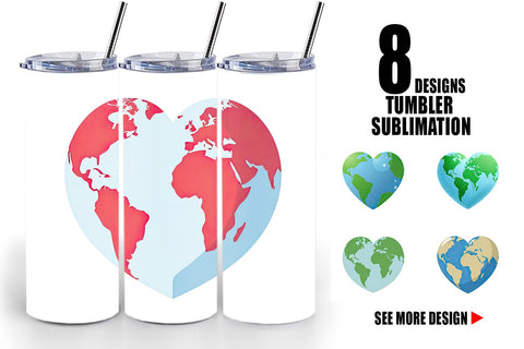 Tumbler Heart-Shaped Earth Sublimation artnoy 