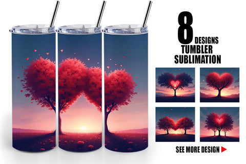 Tumbler Heart Trees Sublimation artnoy 