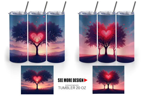 Tumbler Heart Trees Sublimation artnoy 