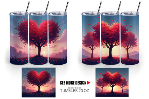Tumbler Heart Trees Sublimation artnoy 