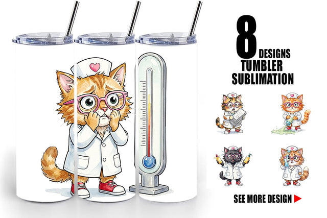 Tumbler Heatwave Feline Nurse Chaos Sublimation artnoy 