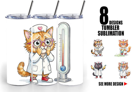 Tumbler Heatwave Feline Nurse Chaos Sublimation artnoy 