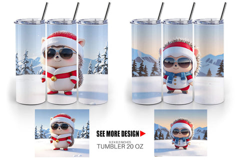 Tumbler Hedgehog Christmas Sublimation artnoy 