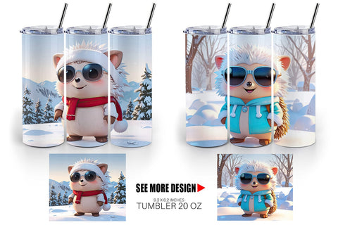 Tumbler Hedgehog Christmas Sublimation artnoy 