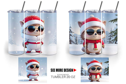 Tumbler Hedgehog Christmas Sublimation artnoy 