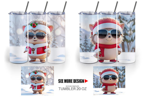 Tumbler Hedgehog Christmas Sublimation artnoy 