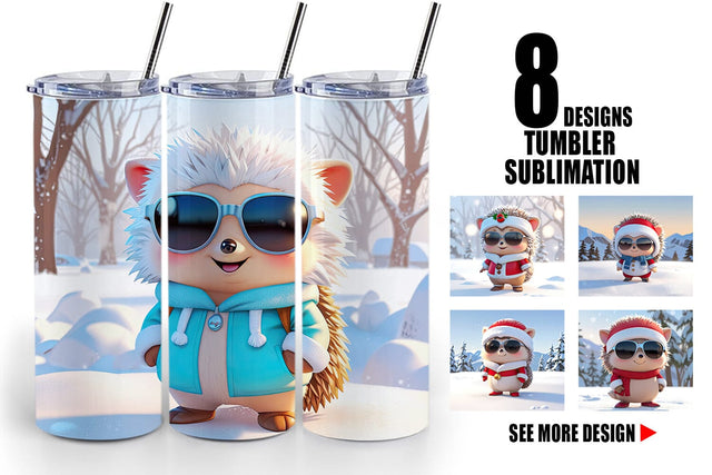 Tumbler Hedgehog Christmas Sublimation artnoy 