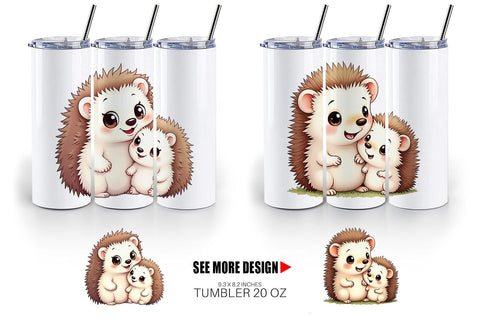 Tumbler Hedgehog Mother's Day Sublimation artnoy 