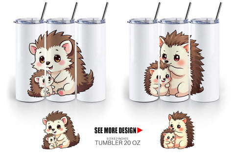 Tumbler Hedgehog Mother's Day Sublimation artnoy 