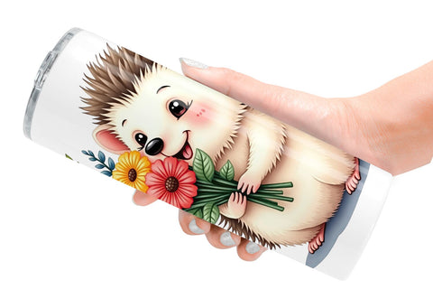 Tumbler Hedgehog Spring Bouquet Sublimation artnoy 