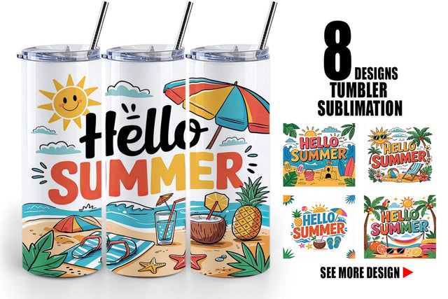 Tumbler Hello Summer Bundle Sublimation Sublimation artnoy 