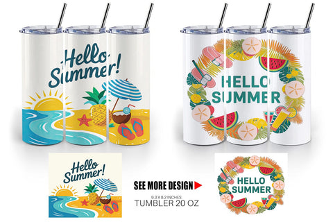 Tumbler Hello Summer Bundle Sublimation Sublimation artnoy 
