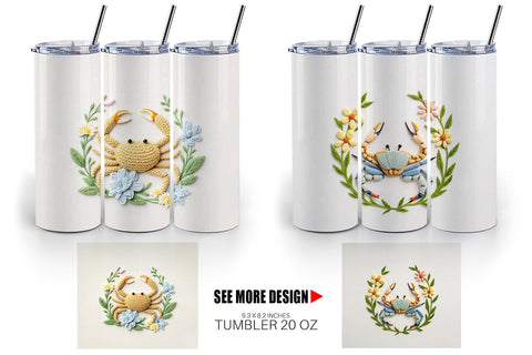Tumbler Hermit Crab Embroidery Sublimation artnoy 