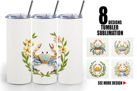 Tumbler Hermit Crab Embroidery Sublimation artnoy 
