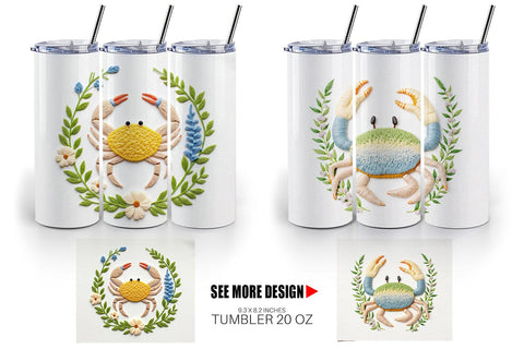 Tumbler Hermit Crab Embroidery Sublimation artnoy 
