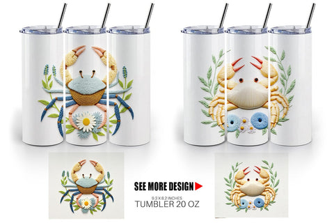 Tumbler Hermit Crab Embroidery Sublimation artnoy 