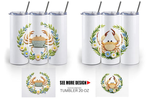 Tumbler Hermit Crab Embroidery Sublimation artnoy 