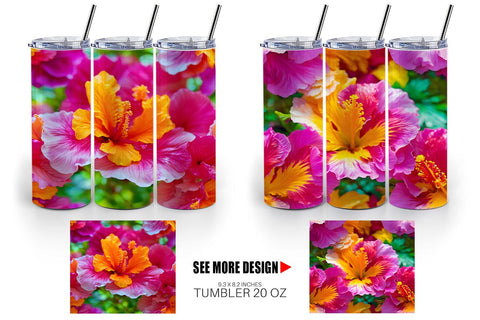 Tumbler Hibiscus Flower Pattern Sublimation artnoy 
