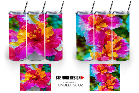 Tumbler Hibiscus Flower Pattern Sublimation artnoy 