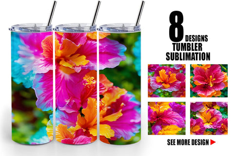 Tumbler Hibiscus Flower Pattern Sublimation artnoy 