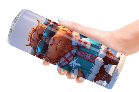 Tumbler Highland Cow Christmas Sublimation artnoy 