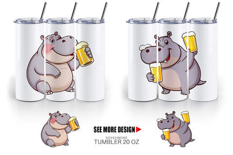Tumbler Hippopotamus Beer Day Sublimation artnoy 