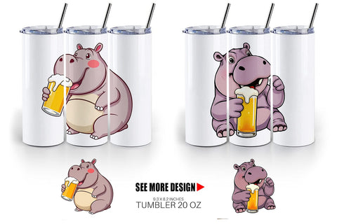 Tumbler Hippopotamus Beer Day Sublimation artnoy 