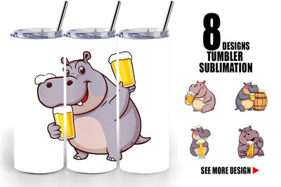 Tumbler Hippopotamus Beer Day Sublimation artnoy 