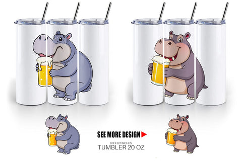 Tumbler Hippopotamus Beer Day Sublimation artnoy 