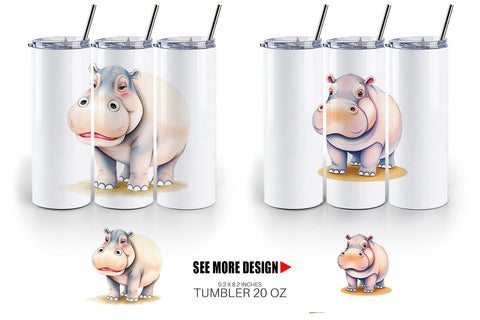 Tumbler Hippopotamus Wildlife Sublimation artnoy 