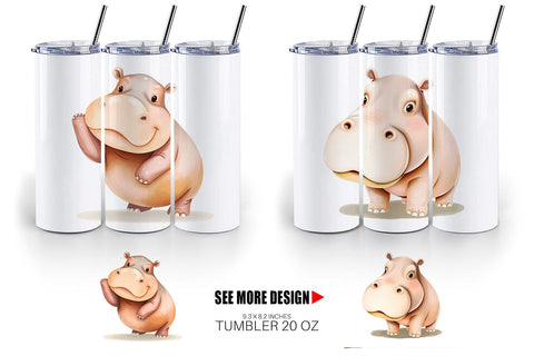 Tumbler Hippopotamus Wildlife Sublimation artnoy 